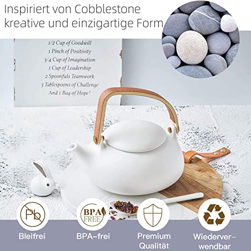 ZENS Modern Japanese Tea Set 27 oz Ceramic Teapot with 4 Cups F3504