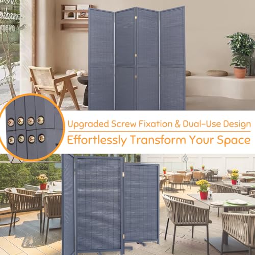 Bamboo Room Divider Folding Privacy Screen 4 Panel Brown R433280