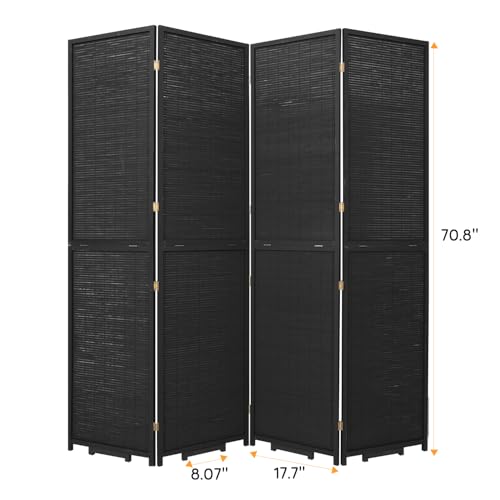 Bamboo Room Divider Folding Privacy Screen 4 Panel Brown R433280