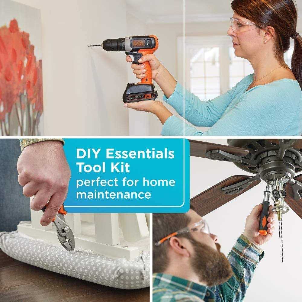 BLACK+DECKER Home Tool Kit with 20V MAX Drill/Driver E515