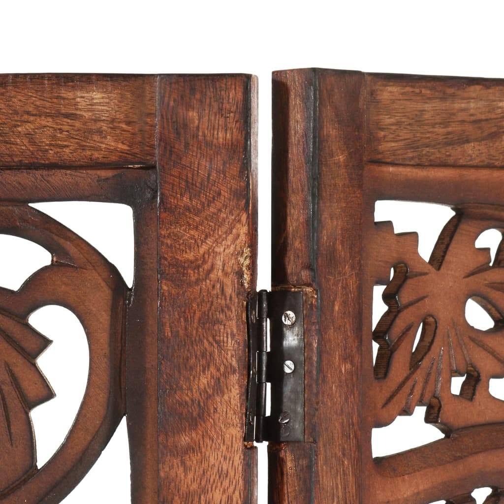 Hand Carved 3-Panel Solid Mango Wood Room Divider Brown S96127