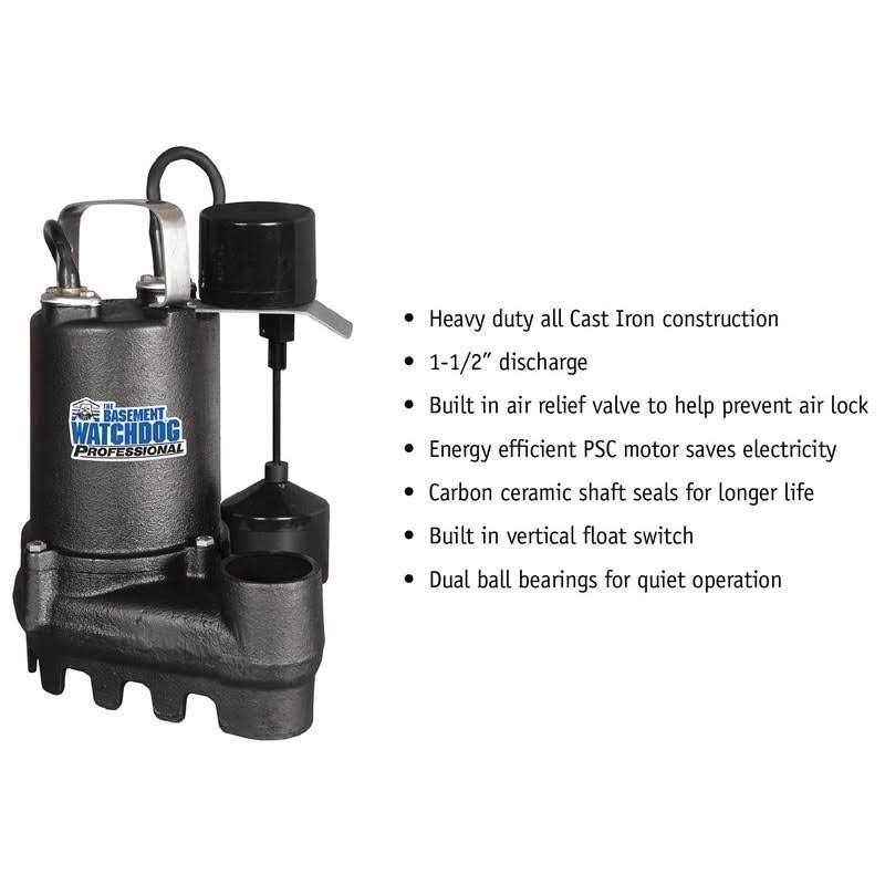 Basement Watchdog Professional 1/2 HP Cast Iron Vertical Float Switch Sump Pump G15679
