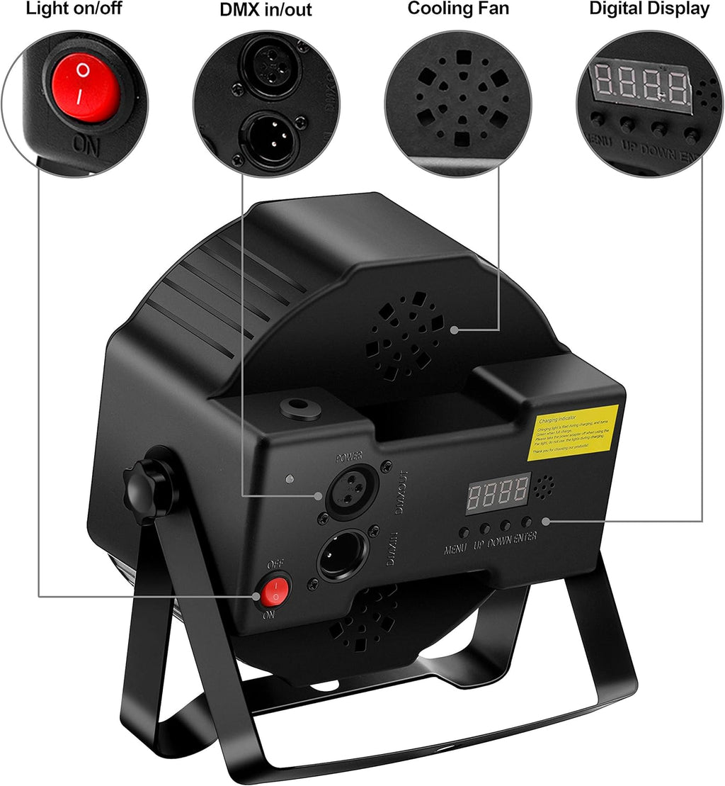U`King Wireless LED Uplights RGB 36W Rechargeable Par Can Lights for Wedding DJ Events (4 Pack) O972
