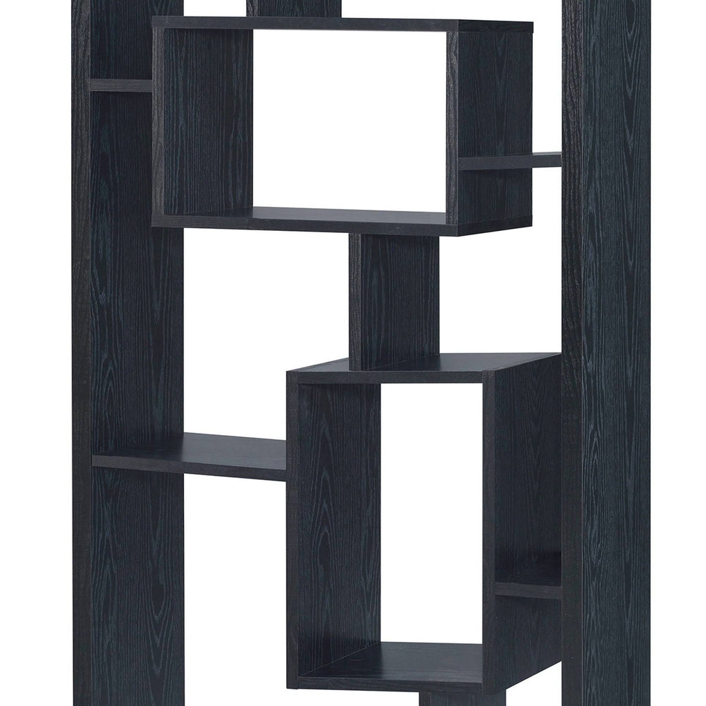 Benzara Asymmetrical Cube Black Bookcase with Shelves H311489