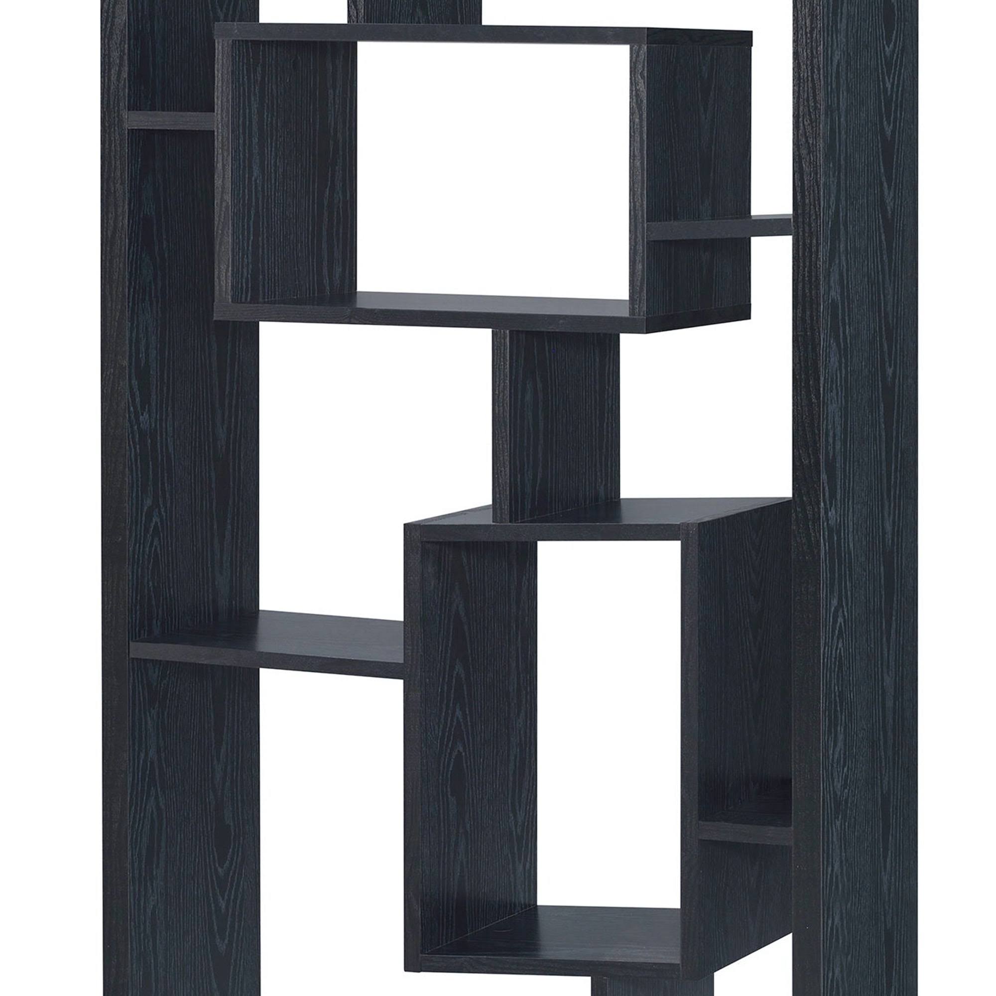Benzara Asymmetrical Cube Black Bookcase with Shelves H311489