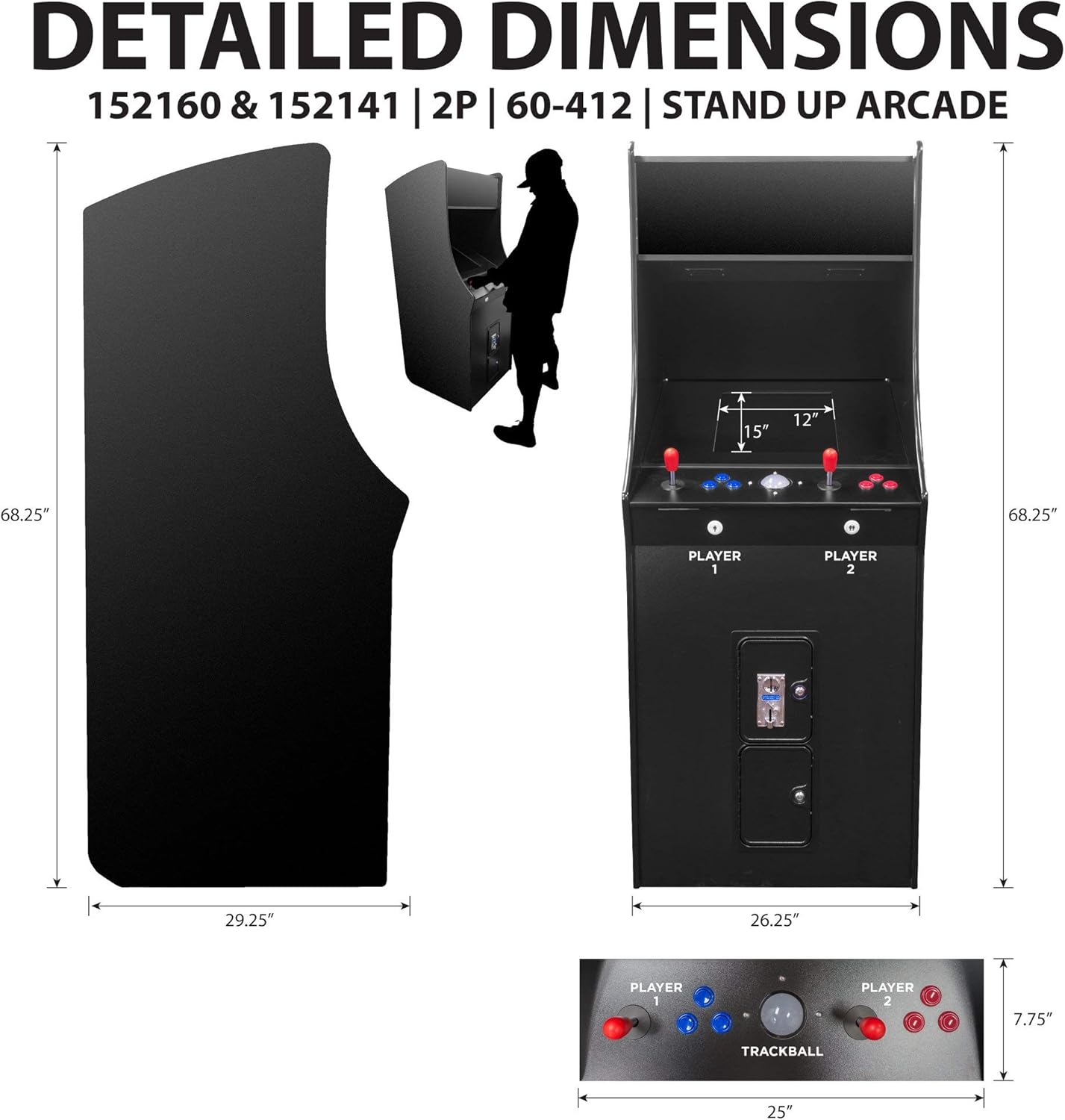 Creative Arcades Full-Size Commercial Arcade Machine with 60 Classic Games W879023