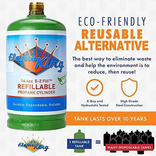 Flame King Refillable 1lb Empty Propane Cylinder Tank F505