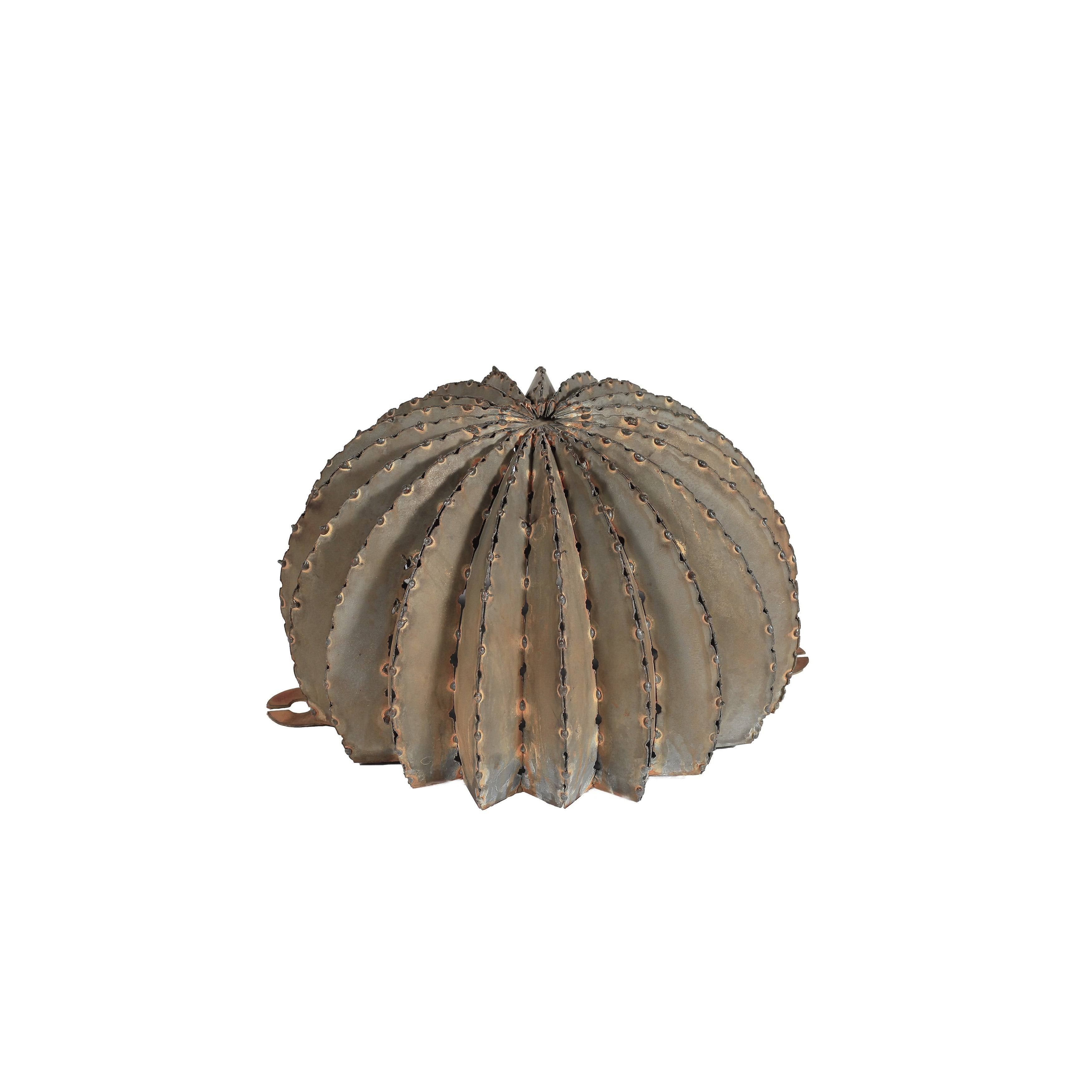 Desert Steel 300-010V 9x22 x 13x22 Outdoor Landscape Metal Art Golden Barrel Cactus Verdigris Patina