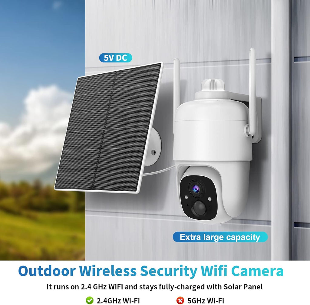 Hawkray Security Camera Wireless Outdoor, Solar Powered, Pan Tilt, Color Night Vision D398804