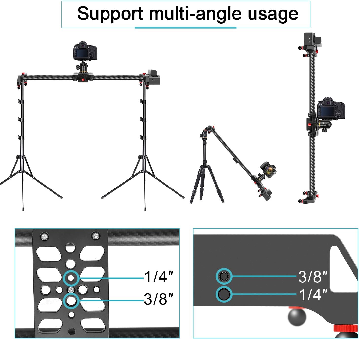GVM Motorized Camera Slider 31" Carbon Fiber with APP Control H4446
