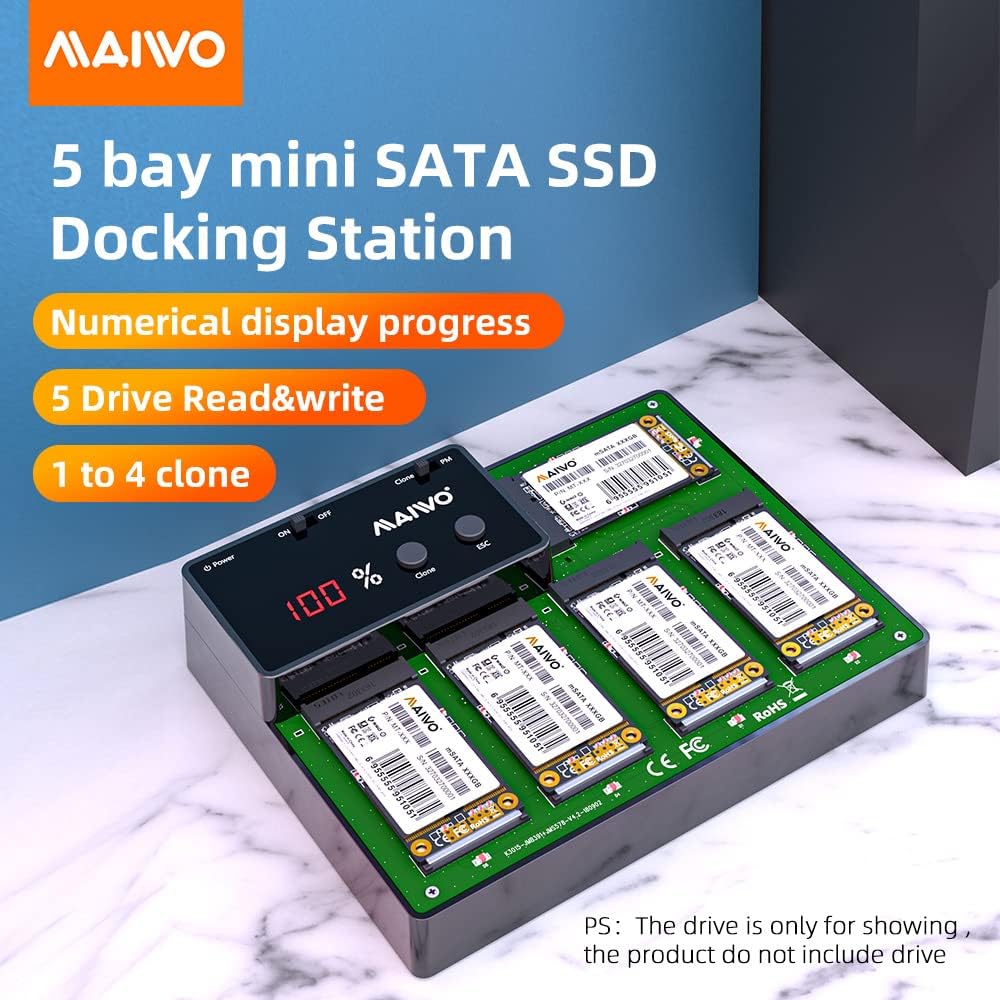 MAIWO K3016S 2 Bay M.2 SATA Docking Station, Tool-Free USB-C to SATA SSD Enclosure Y275