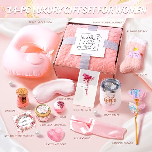 LUCOTIYA Self Care Gift Basket with Blanket for Women B366271