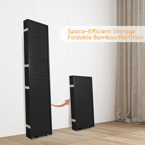 Bamboo Room Divider Folding Privacy Screen 4 Panel Brown R433280
