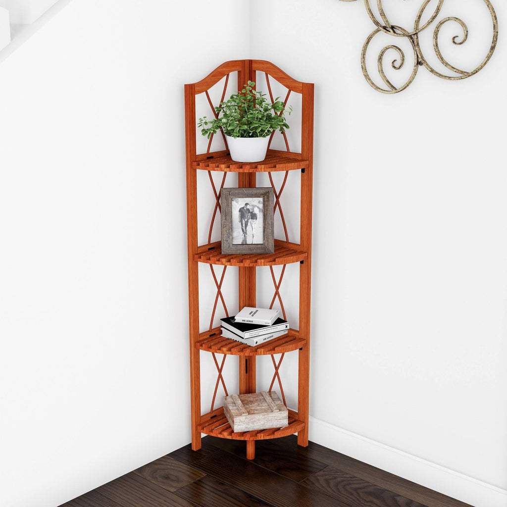 Lavish Home 4-Tier Folding Corner Bookcase