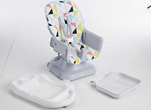 Fisher-Price Baby to Toddler High Chair SpaceSaver Portable Booster Seat with Washable Tray, Windmill E548