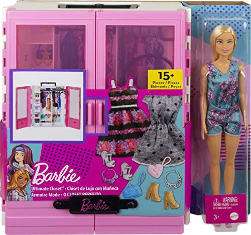 Barbie Fashionistas Doll & Ultimate Closet Playset with Clothes & 12 Accessories R67716