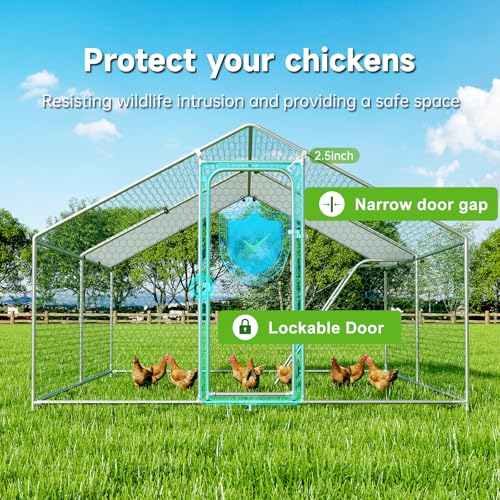 Large Metal Chicken Coop Walk-in Poultry Cage with Waterproof Cover D237341