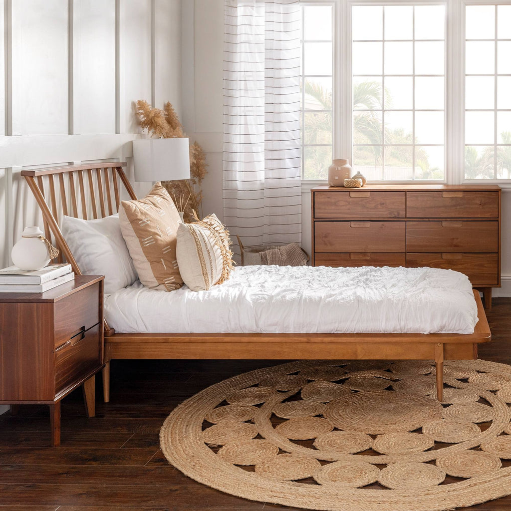 Carson Carrington Blaney Solid Pine Wood Spindle Bed Queen Caramel P9076