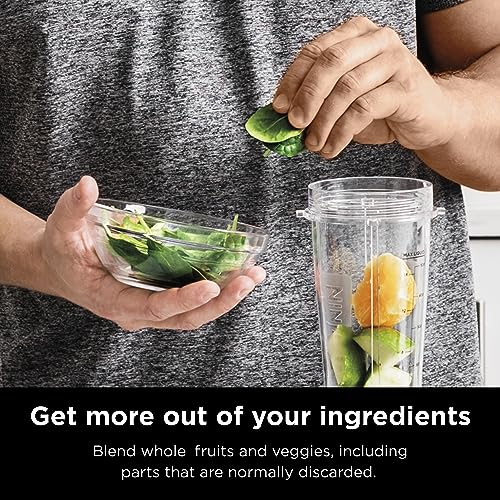 Ninja BN401 Nutri Pro Compact Personal Blender, 1100-Peak-Watts, with 2 To-Go Cups, Cloud Silver I18264