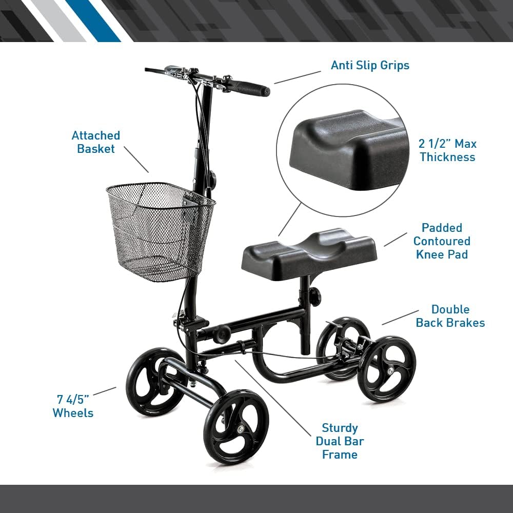 BodyMed Knee Walker – Lightweight Foldable Recovery Scooter for Adults T25520