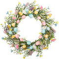 18 inch Easter Egg Wreath for Front Door with Pastel Eggs and Twigs I6652