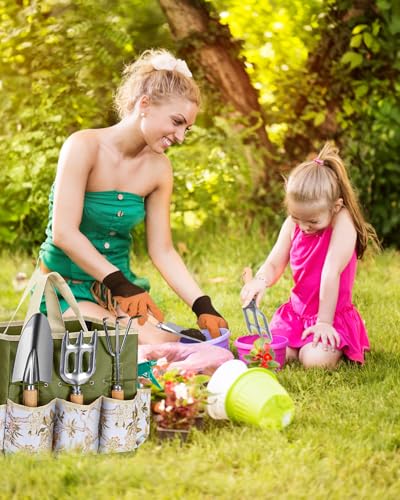 Gardening Tool Set for Women - Stainless Steel with Storage Tote (Green) X459876