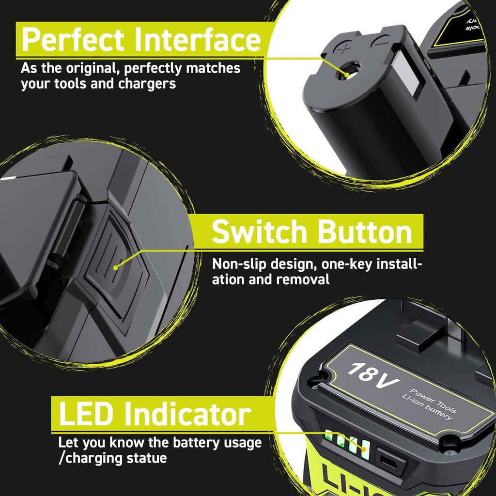 Bonadget 2Pack 7.0Ah Replacement Battery for Ryobi 18V ONE+ with Holder Y419585