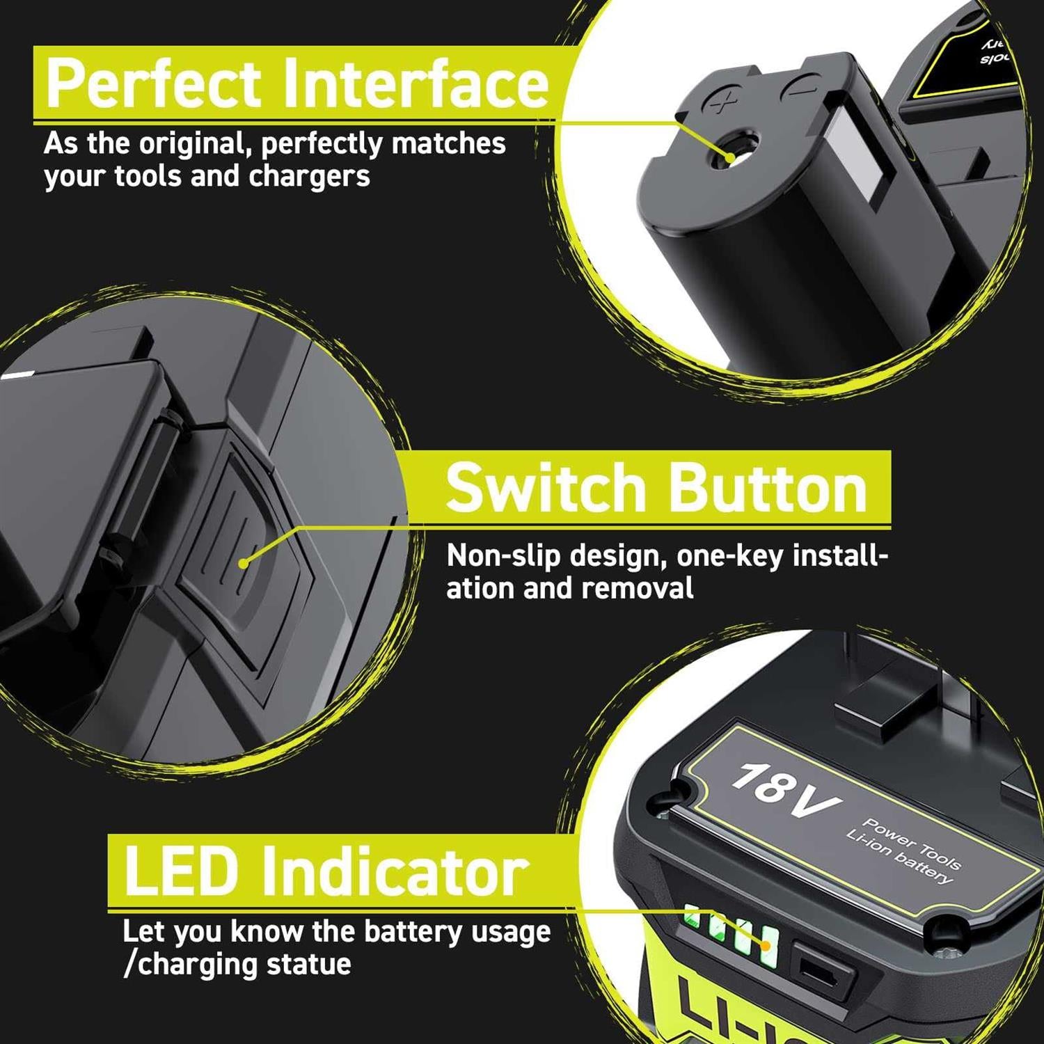 Bonadget 2Pack 7.0Ah Replacement Battery for Ryobi 18V ONE+ with Holder Y419585