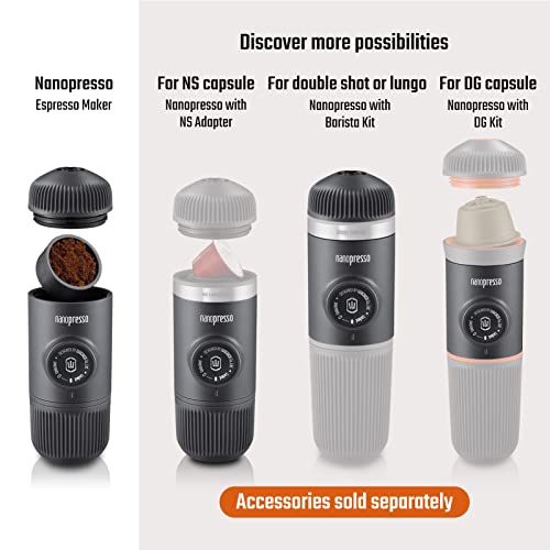 WACACO Nanopresso Portable Espresso Maker, 18 Bar Pressure, Manual Travel Coffee Maker J1045