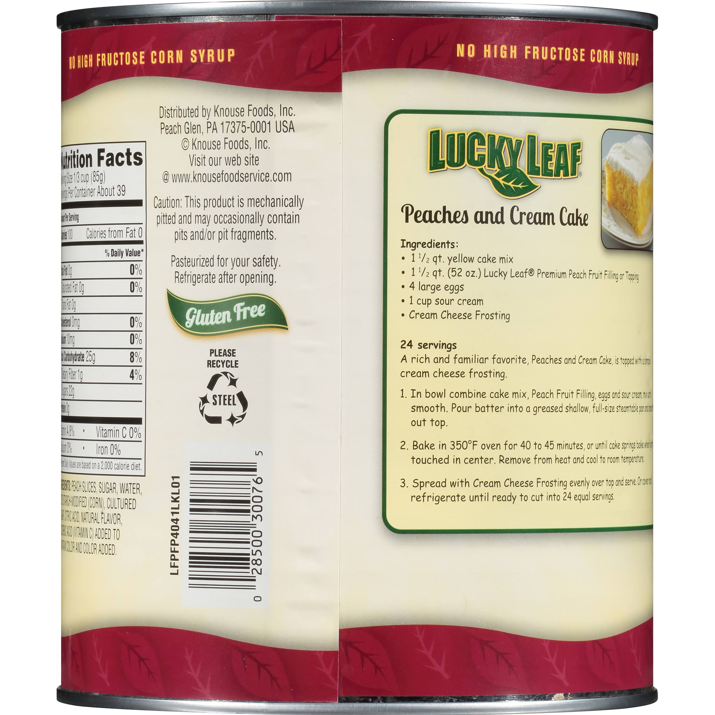 Lucky Leaf #10 Can Non-GMO Peach Pie Filling - 3/Case D23655