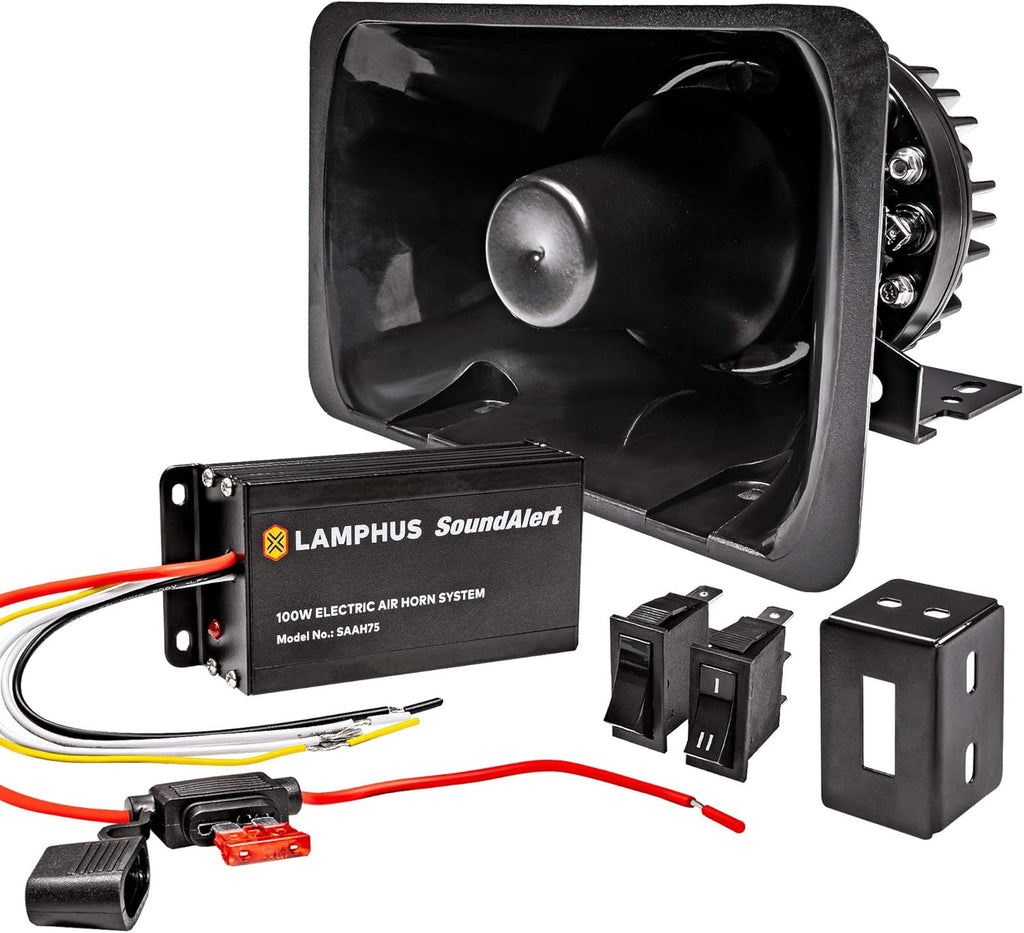 LAMPHUS SoundAlert 12V 100W Electric Air Horn Kit for Truck UTV ATV Car B405493