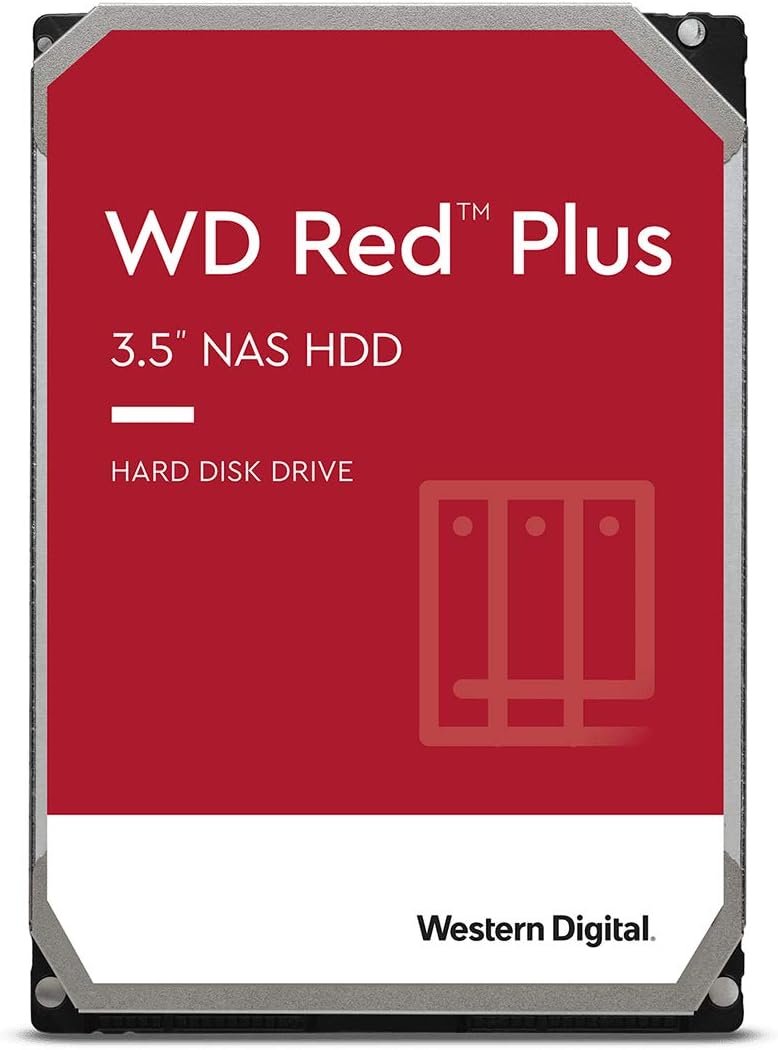 Western Digital 2TB WD Red Plus NAS Internal Hard Drive HDD - 5400 RPM, SATA 6 Gb/s, CMR, 128 MB Cache, 3.5 -WD20EFZX