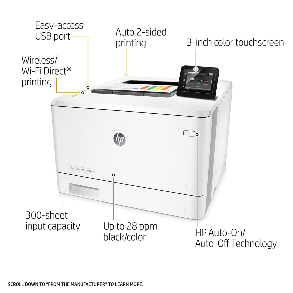 HP LaserJet Pro M452dw Wireless Color Laser Printer with Duplex Printing S57529