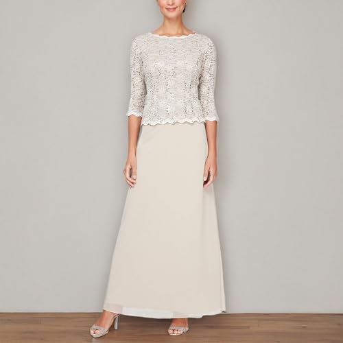 Alex Evenings Women's 3/4 Sleeve Lace Mother of the Bride Dress Z763942