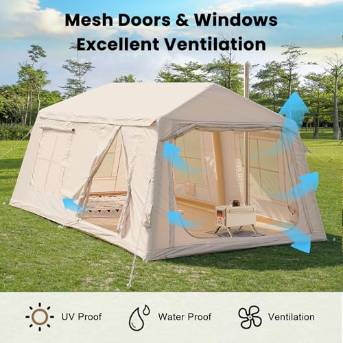 Inflatable Camping Tent with Hand Pump, Waterproof Oxford, 4-6 Person P40923