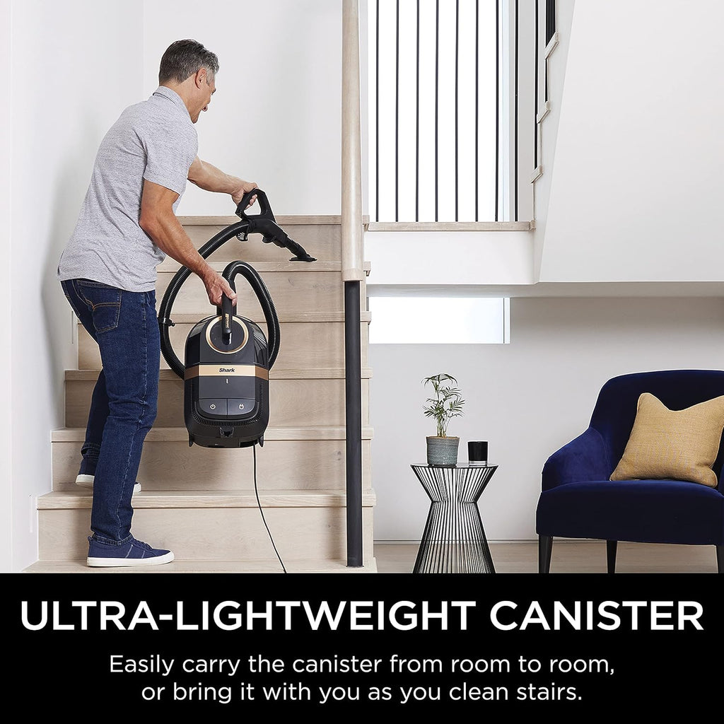 Shark CZ2001 Vertex Bagless Corded Canister Vacuum with Self-Cleaning Brushroll, Black/Copper K35848