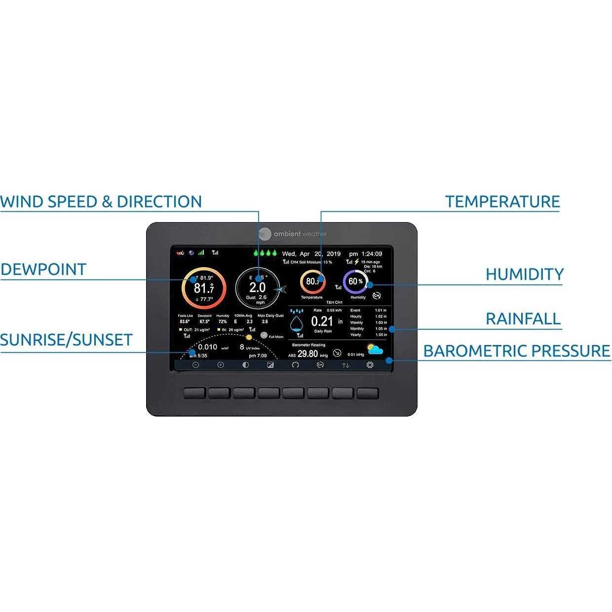Ambient Weather WS-5000 Ultrasonic Smart Weather Station Y930697