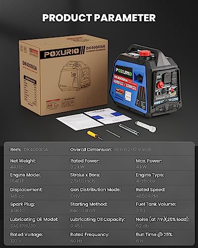 4000 Watt Inverter Generator, 120V Gas Powered, RV Ready L1192