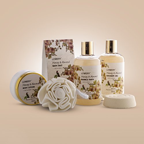 Mothers Day Gift Baskets for Mom Grandma, Spa Honey Almond Bath & Body Set V251764