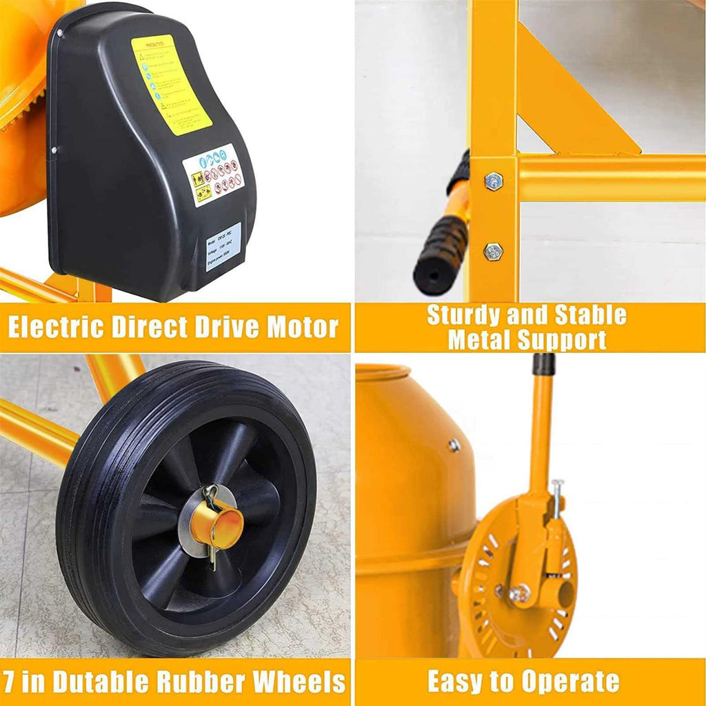 Portable 42 Cu Ft Concrete Cement Mixer 1/2 Hp Electric with Wheel W686988