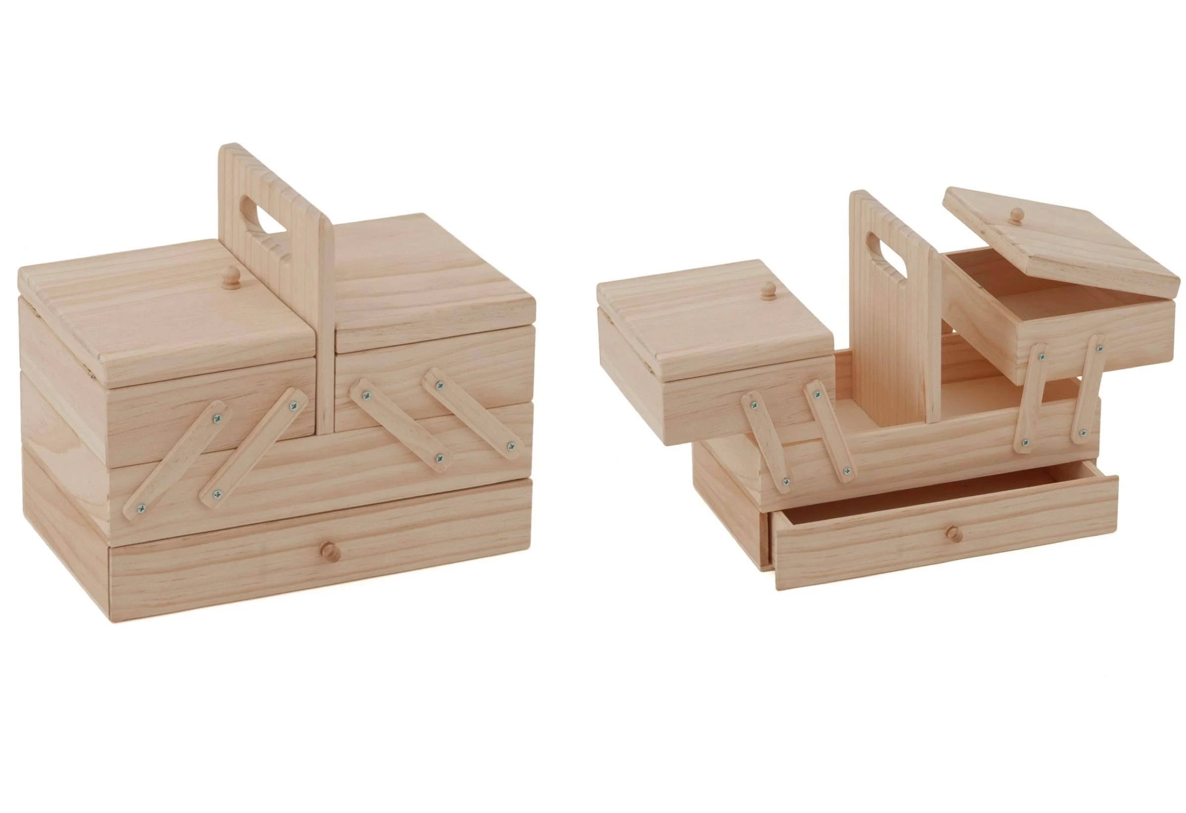 Trimits Wood Cantilever Sewing Box - 3 Compartments u0026 Drawer