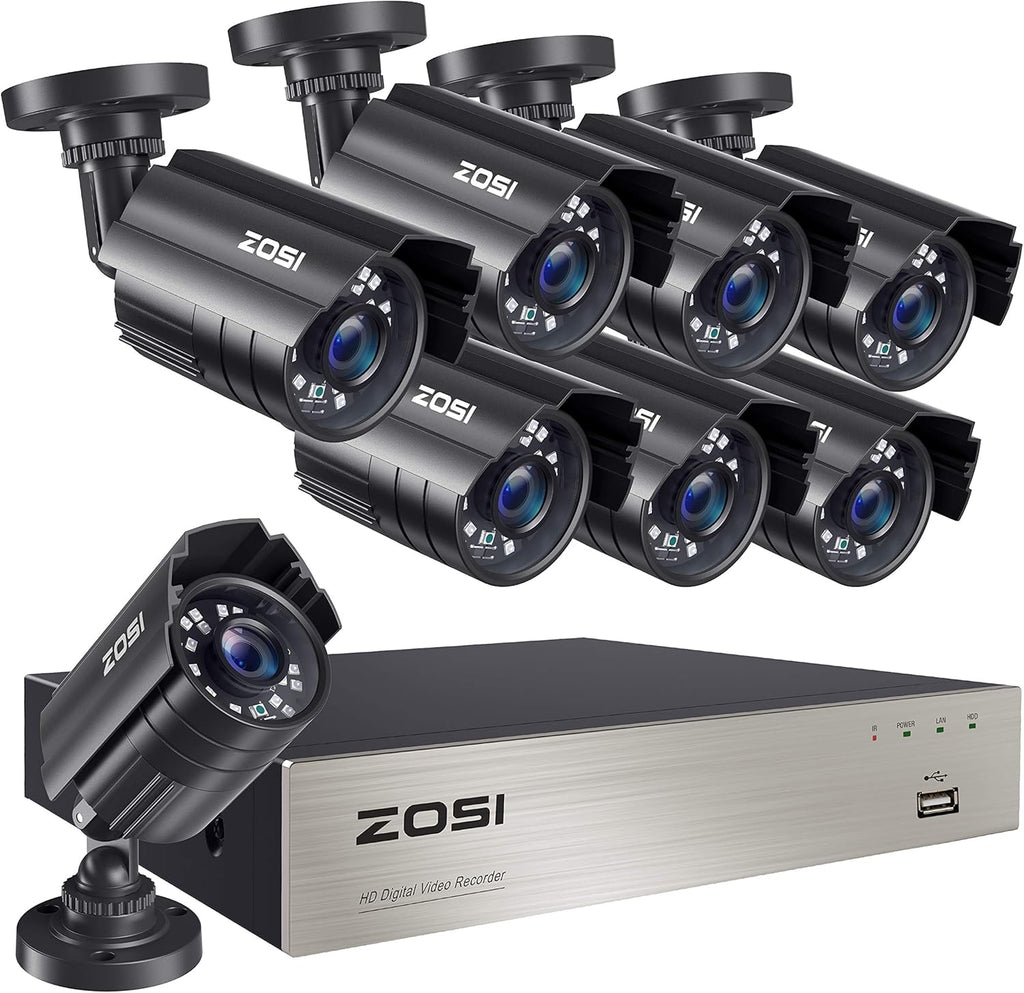 ZOSI 5MP Lite Home Security Camera System with 8 Channel DVR and 8 Weatherproof Cameras W174507