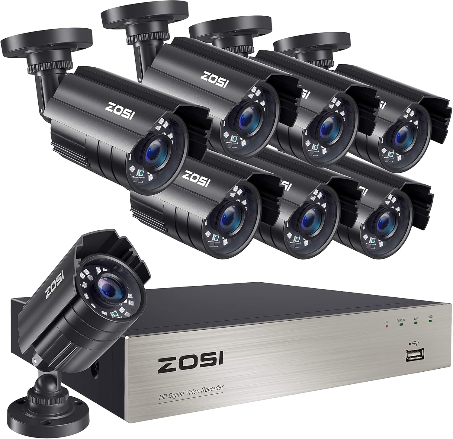 ZOSI 5MP Lite Home Security Camera System with 8 Channel DVR and 8 Weatherproof Cameras W174507