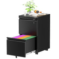 Greenvelly 3 Drawer Mobile File Cabinet with Lock, Black Z901