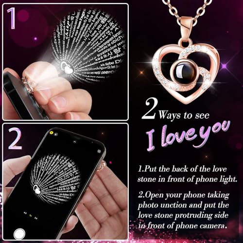 Preserved Red Rose with Necklace and Light for Mom Q61995