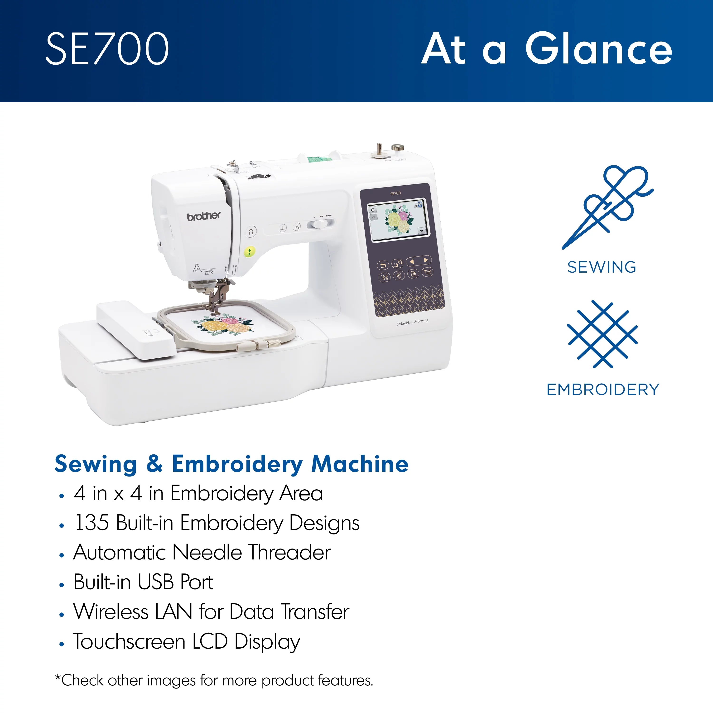 Brother SE700 Computerized Sewing & Embroidery Machine S9143
