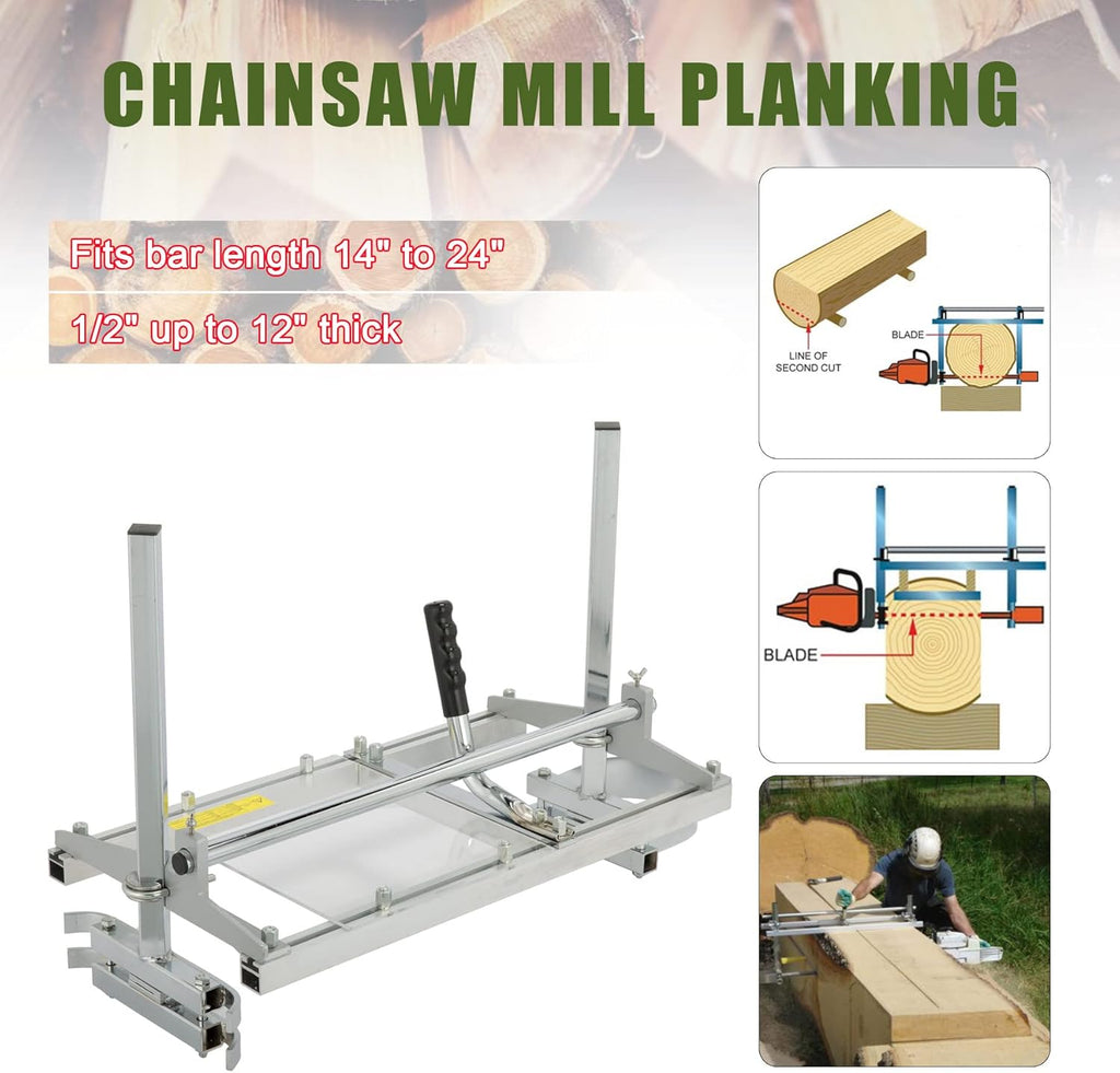 ZELCAN Portable Chainsaw Mill, 14-24 Inch Aluminum Steel Planking Guide W876081