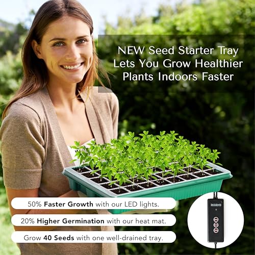 Upgraded Seed Starter Tray with Grow Lights and Heat Mat, 40-Cell D64873