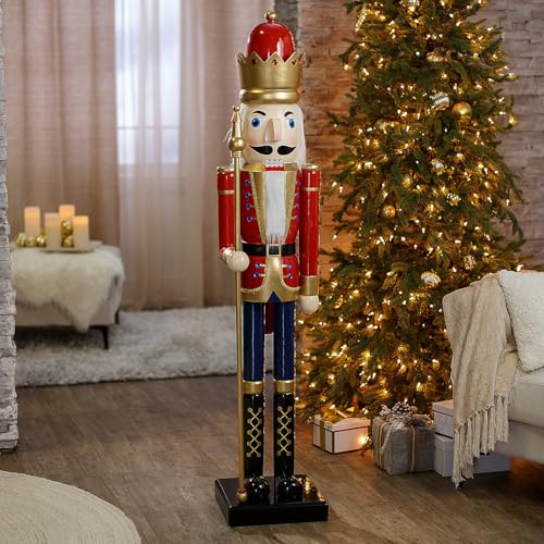 Fun Express 3 Ft. Green Wooden Holiday Nutcracker with Scepter L162