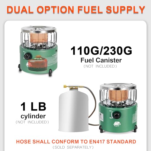 Caynel 2 in 1 Portable Propane Heater and Stove for Outdoor Camping, Orange Z83517